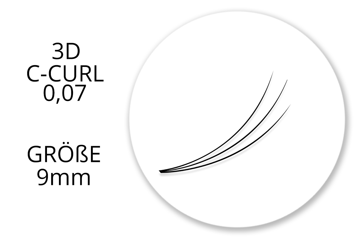 SingleBox 9mm - 3D Wimpernfächer C-Curl 0,07