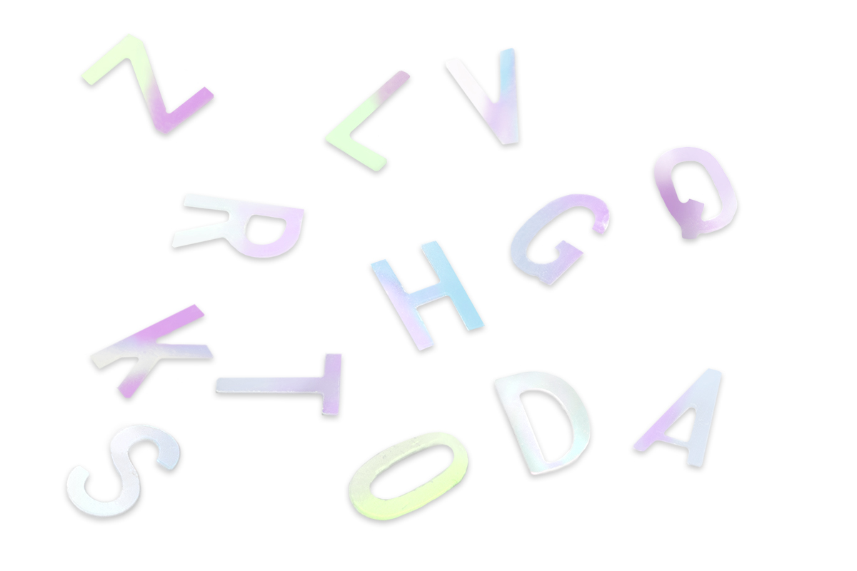 Jolifin Inlay - Letters white hologram
