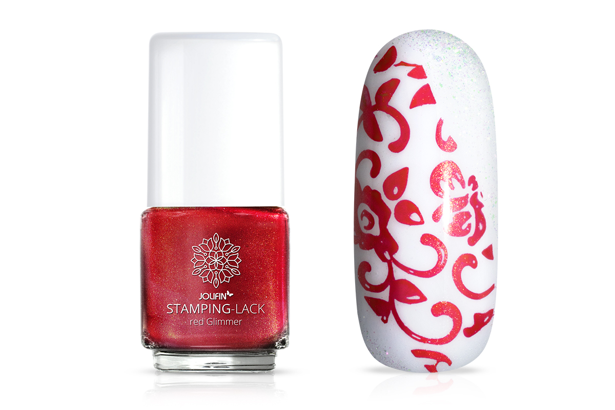 Jolifin Stamping-Lack - red glimmer 12ml