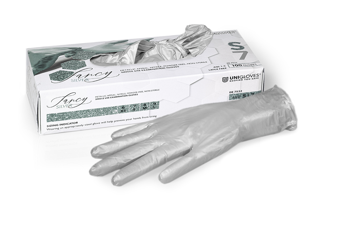 Nitrile gloves grey pearly size S
