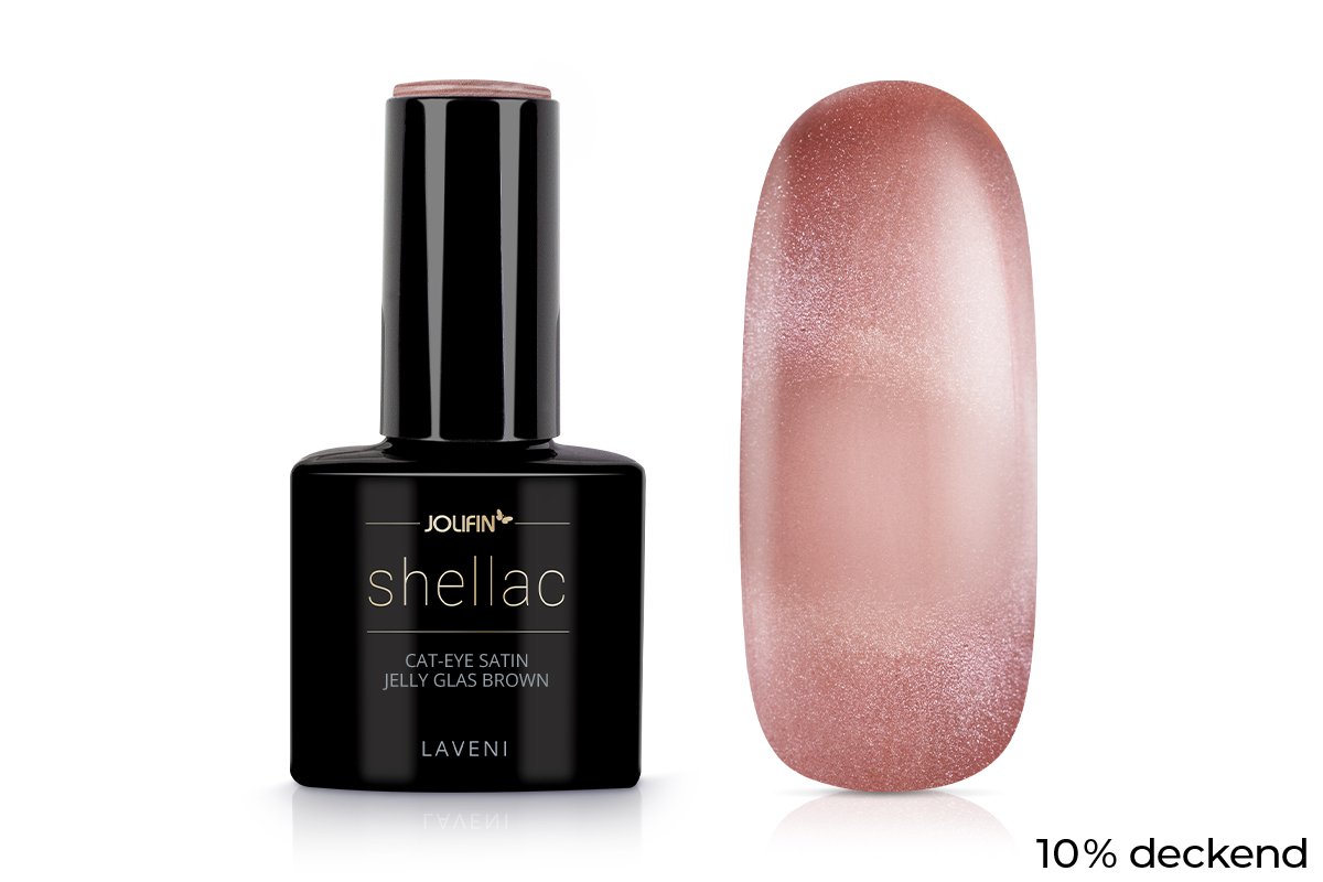 Jolifin LAVENI Shellac - Cat-Eye Satin Jelly Glas brown 10ml