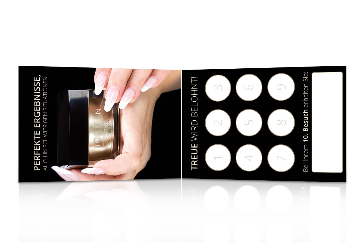 Jolifin LAVENI Bonuskarte für Nagelstudios 50 Stck. - Motiv French