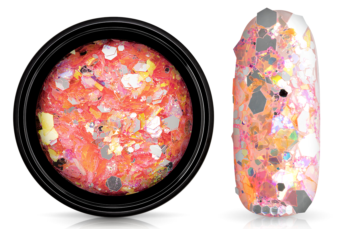 Jolifin LAVENI Hexagon Glitter - Aurora silver-apricot