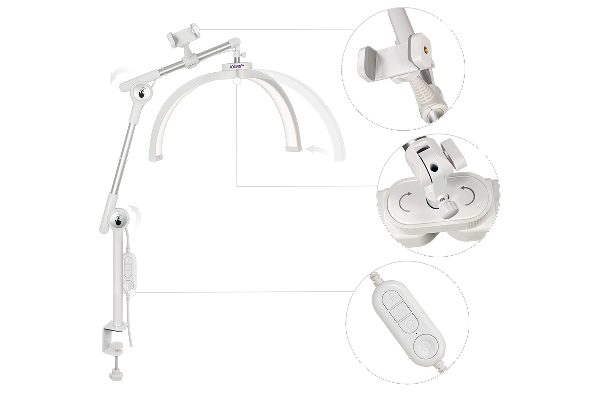 Jolifin LED-Arbeitsplatzleuchte - Halbmond mit Tischbefestigung