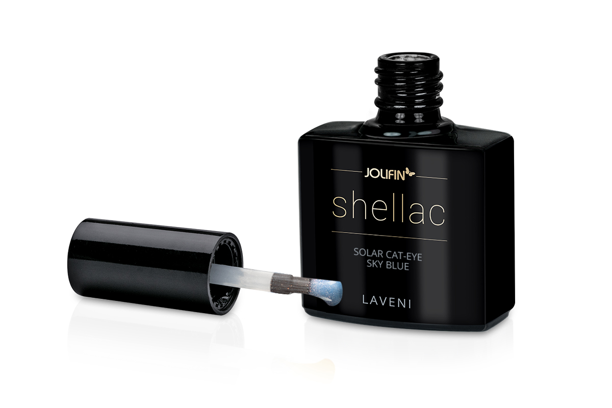 Jolifin LAVENI Shellac - Solar Cat-Eye sky blue 10ml