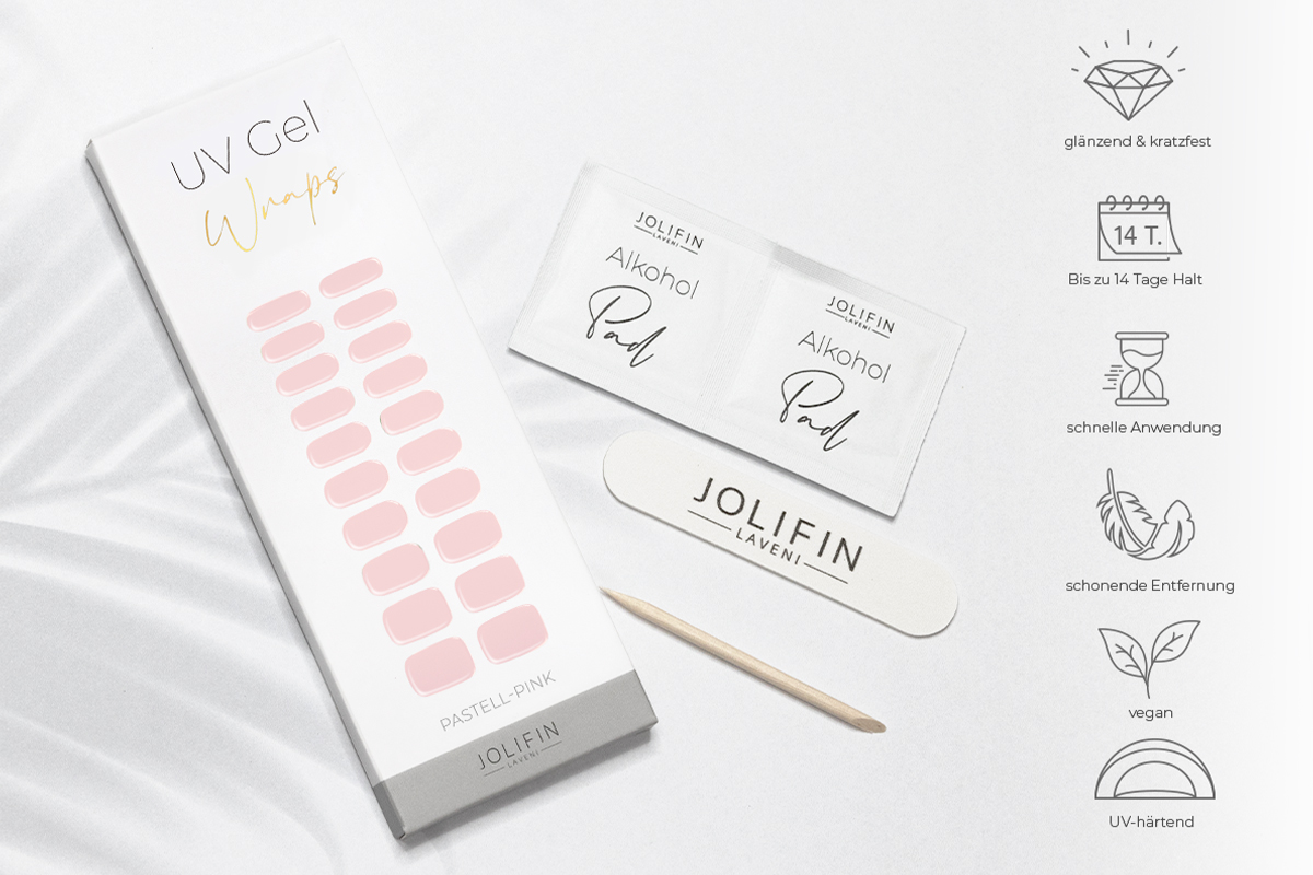 Jolifin LAVENI UV Gel-Wraps - pastell-pink