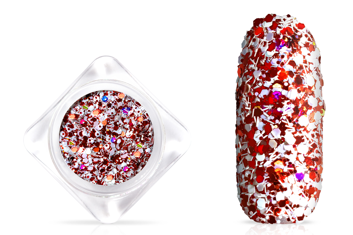 Jolifin White Snow Glittermix - red