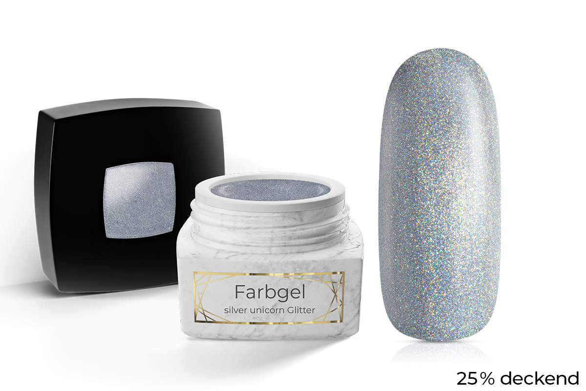 Jolifin LAVENI PRO Farbgel - silver unicorn Glitter 5ml