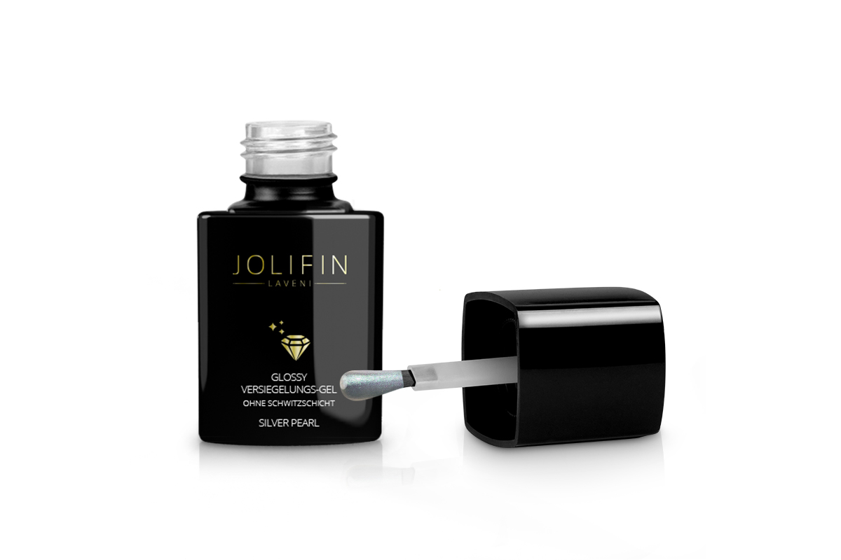 Jolifin LAVENI Glossy Versiegelungs-Gel o. Schwitzschicht - silver pearl 11ml