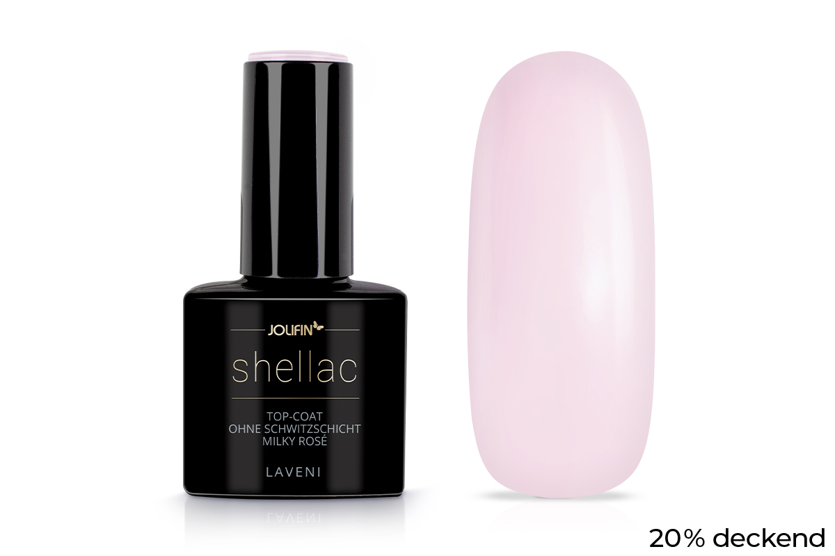 Jolifin LAVENI Shellac - Top-Coat without sweat layer milky rosé 10ml