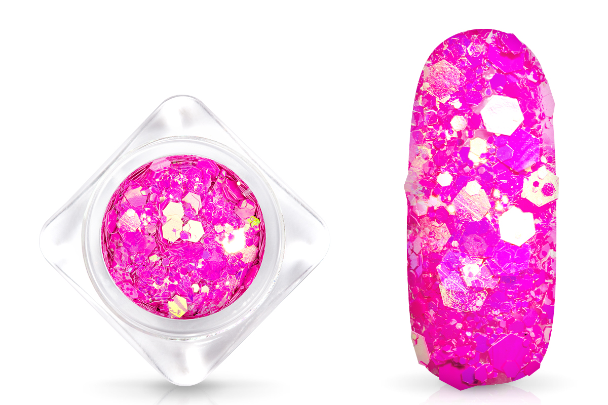 Jolifin Hexagon Glittermix - neon-magenta