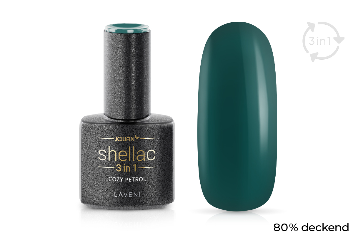 Jolifin LAVENI 3in1 Shellac - cozy petrol 10ml