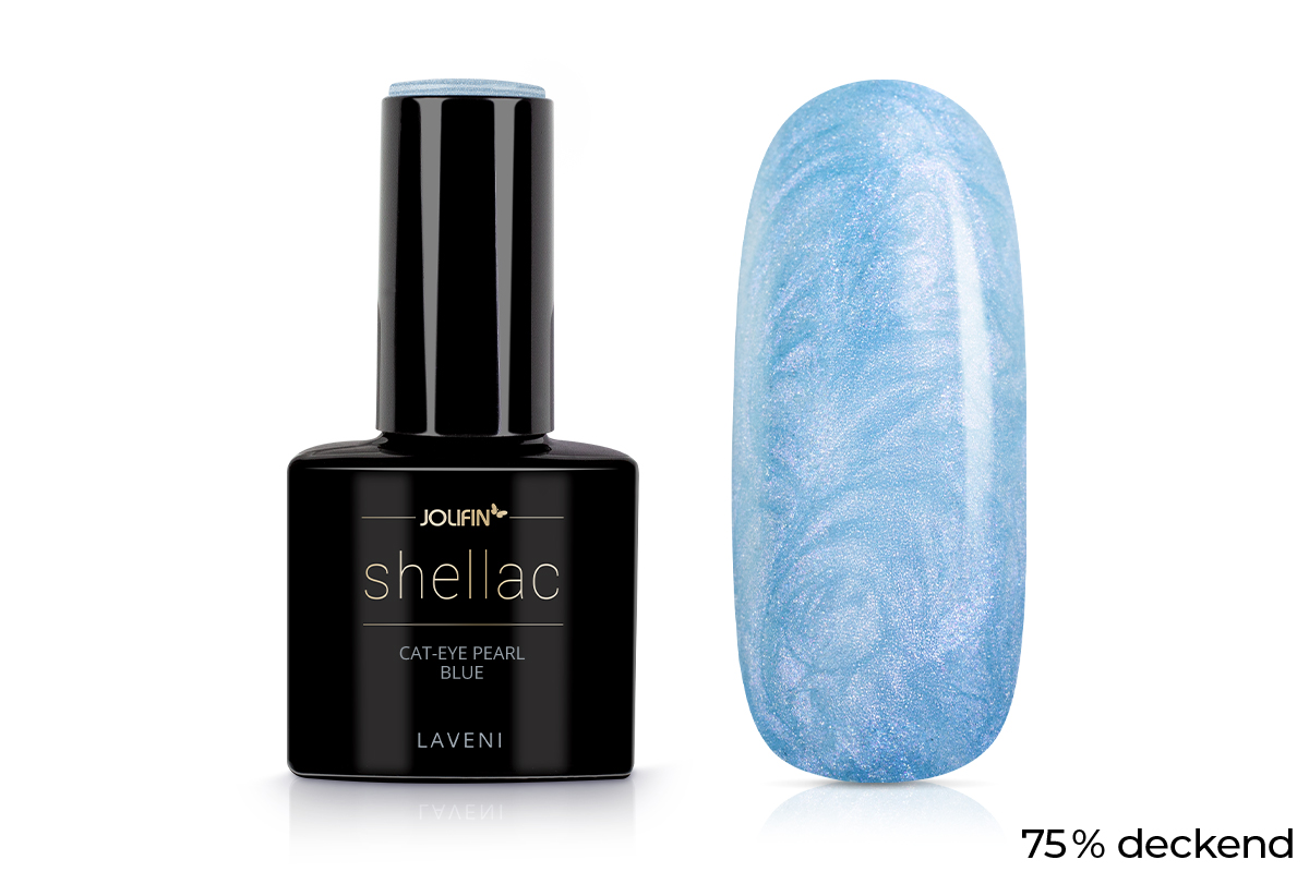 Jolifin LAVENI Shellac - Cat-Eye pearl blue 10ml